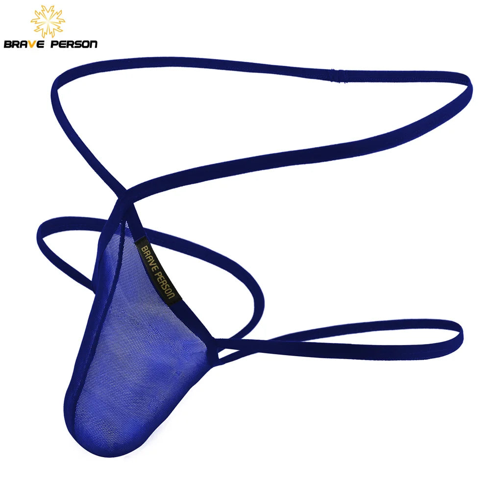 BRAVE PERSON Sexy Transparent Men's Briefs Thongs Jockstrap Penis Pouch Mesh Breathable Underwear Men Low-waist Gay G-string