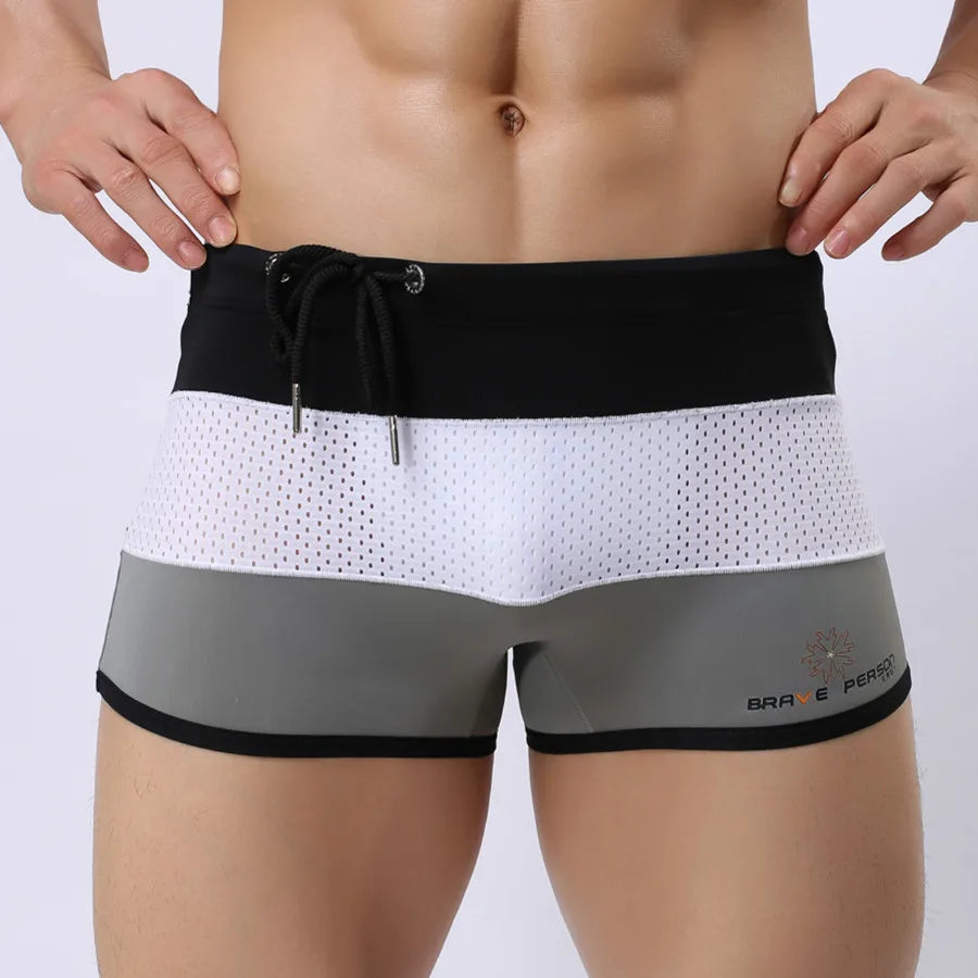 BRAVE PERSON Brand Men Swimwear Trunks Sexy Swimming Shorts Trunks Boxer Shorts Male Swimsuits Surf Board Beach Shorts B1009