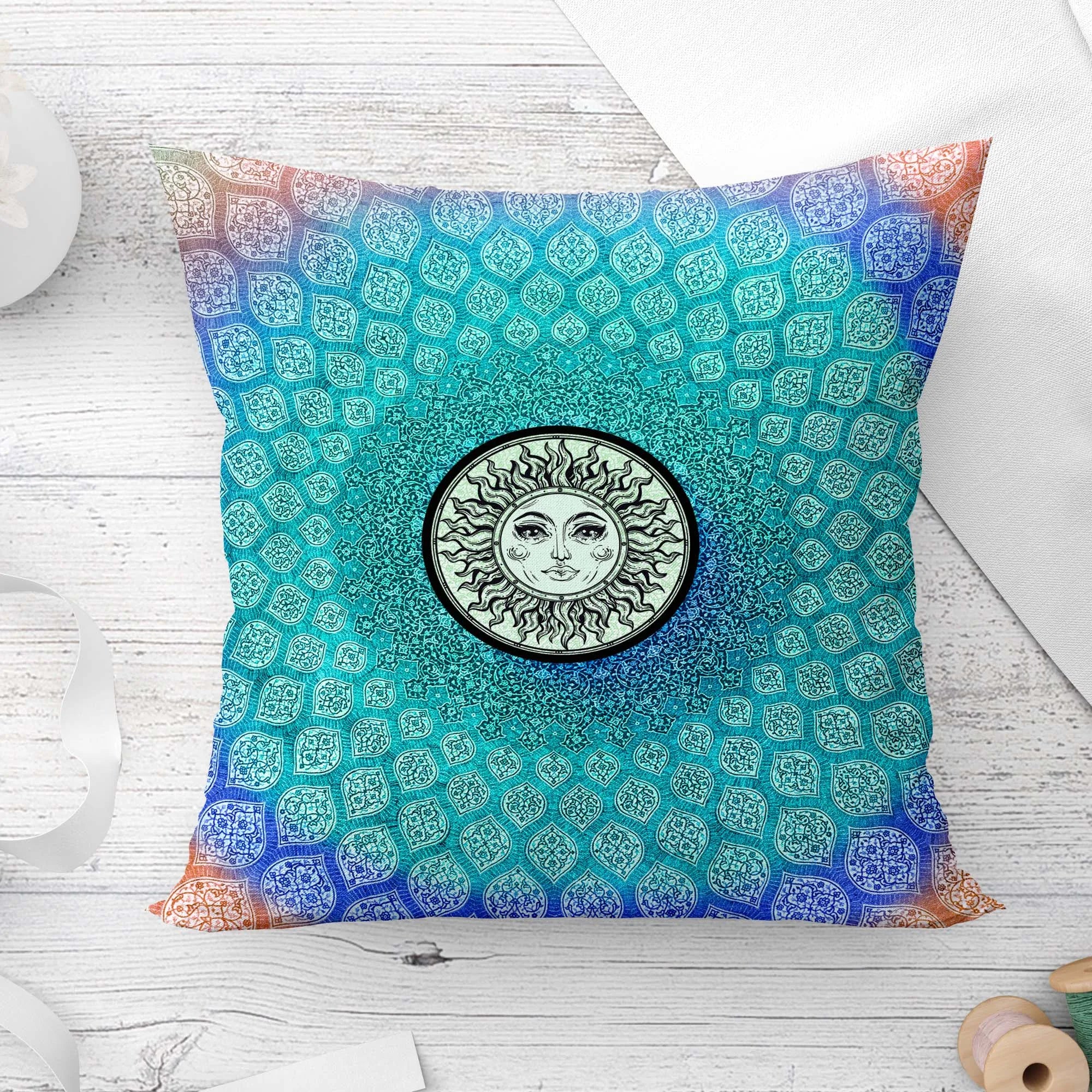Mandala Decorative Sun and moon Pillow Cushion Covers Pillowcase Cushions for Sofa Polyester Pillowcover cmyk decorative  cover