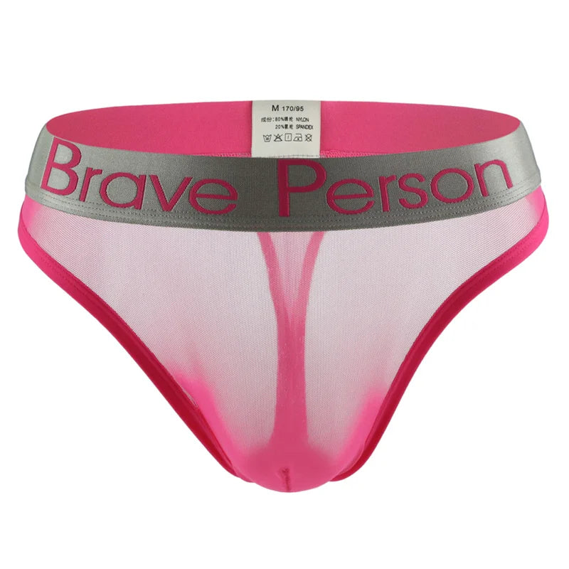 BRAVE PERSON Sexy Men's Briefs Transparent Low-waist Briefs Mesh Gauze Breathable Underwear Briefs Panties For Man