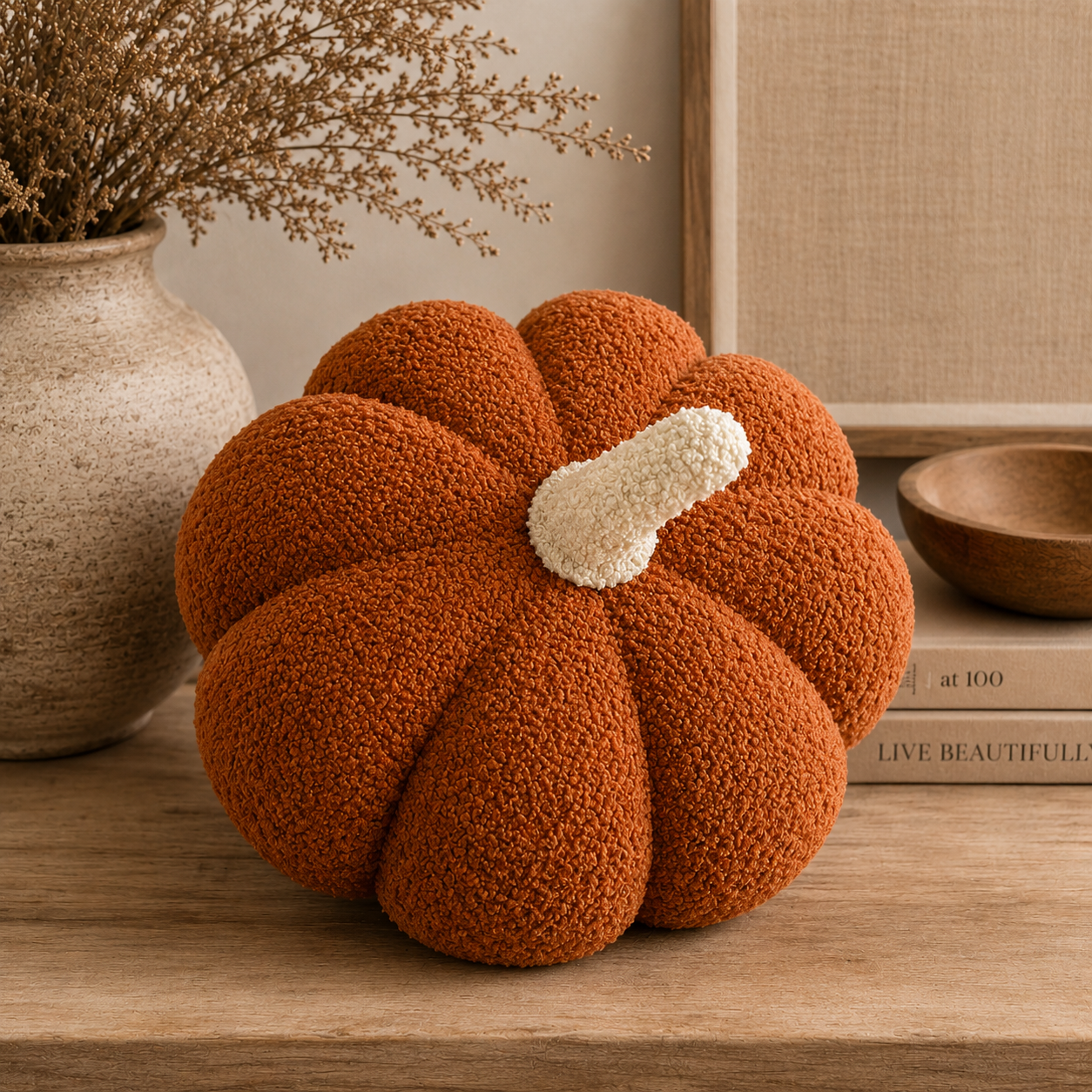 11” Jumbo Sherpa Orange Pumpkin Pillow