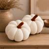11” Jumbo Sherpa Ivory Pumpkin Pillow