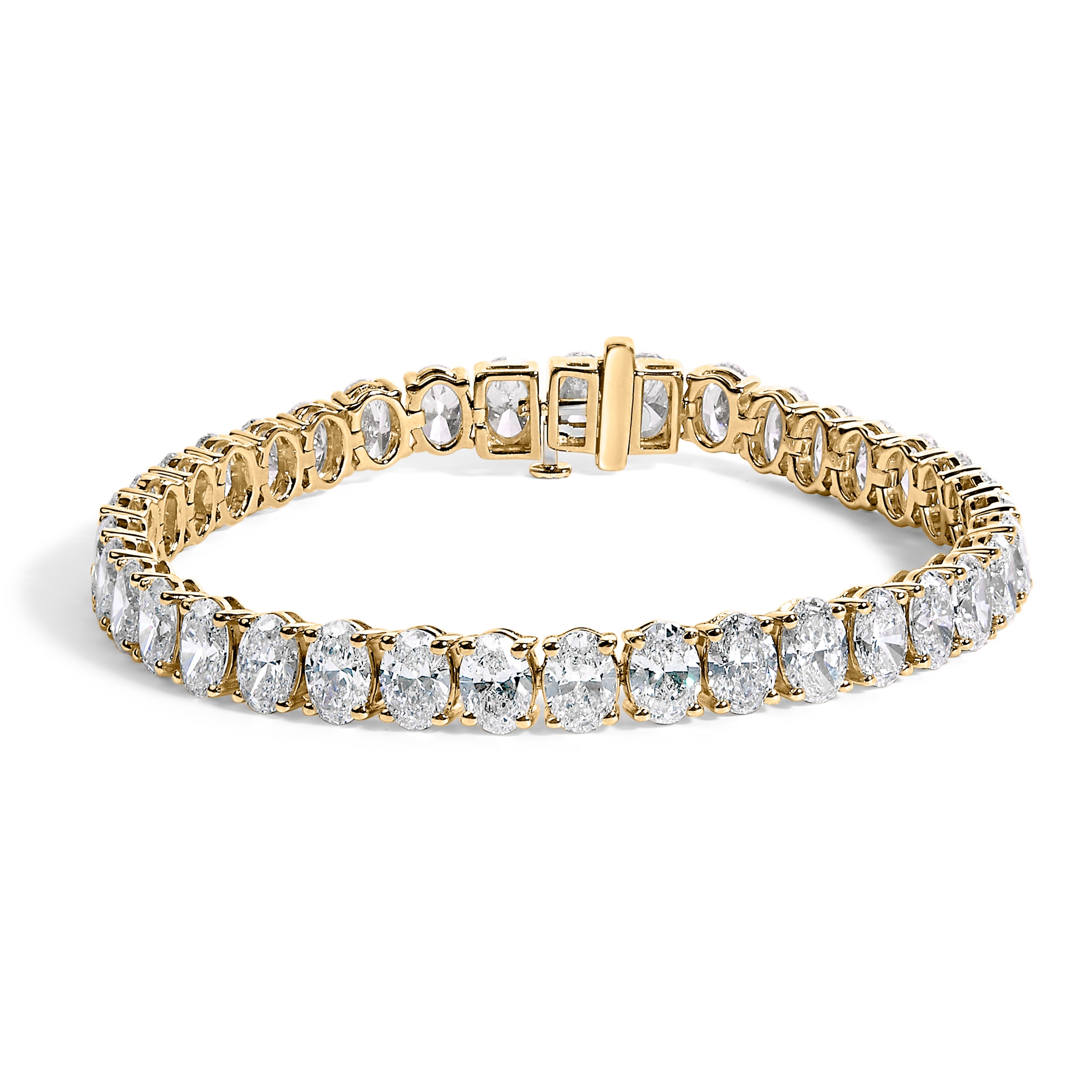 IGI Certified 14K White Gold 15.0 Cttw Oval Cut Lab Grown Diamond Tennis Bracelet
