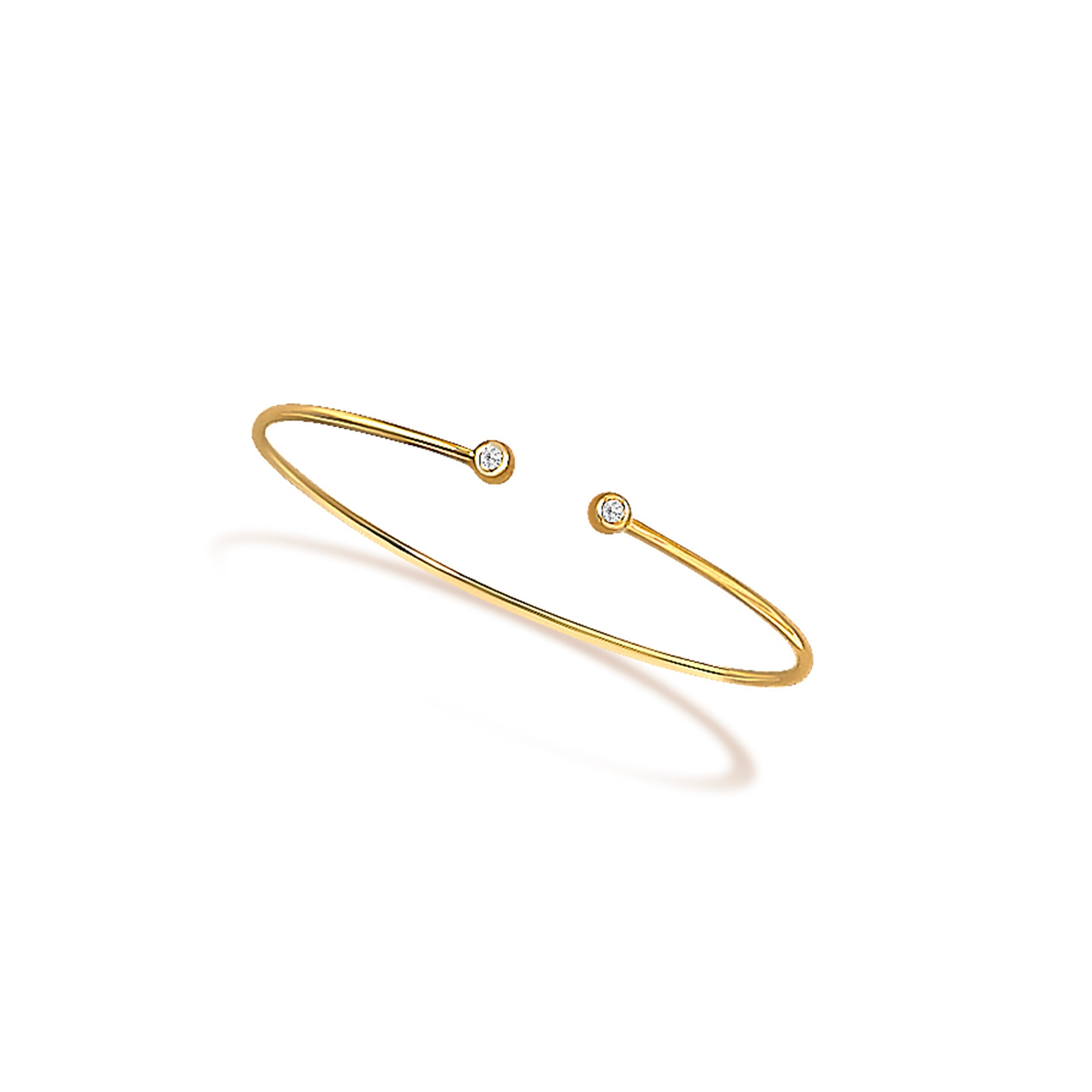 10K Yellow Gold plated Sterling Silver Lab Grown Diamond Accent Bezel Cuff Bangle Bracelet