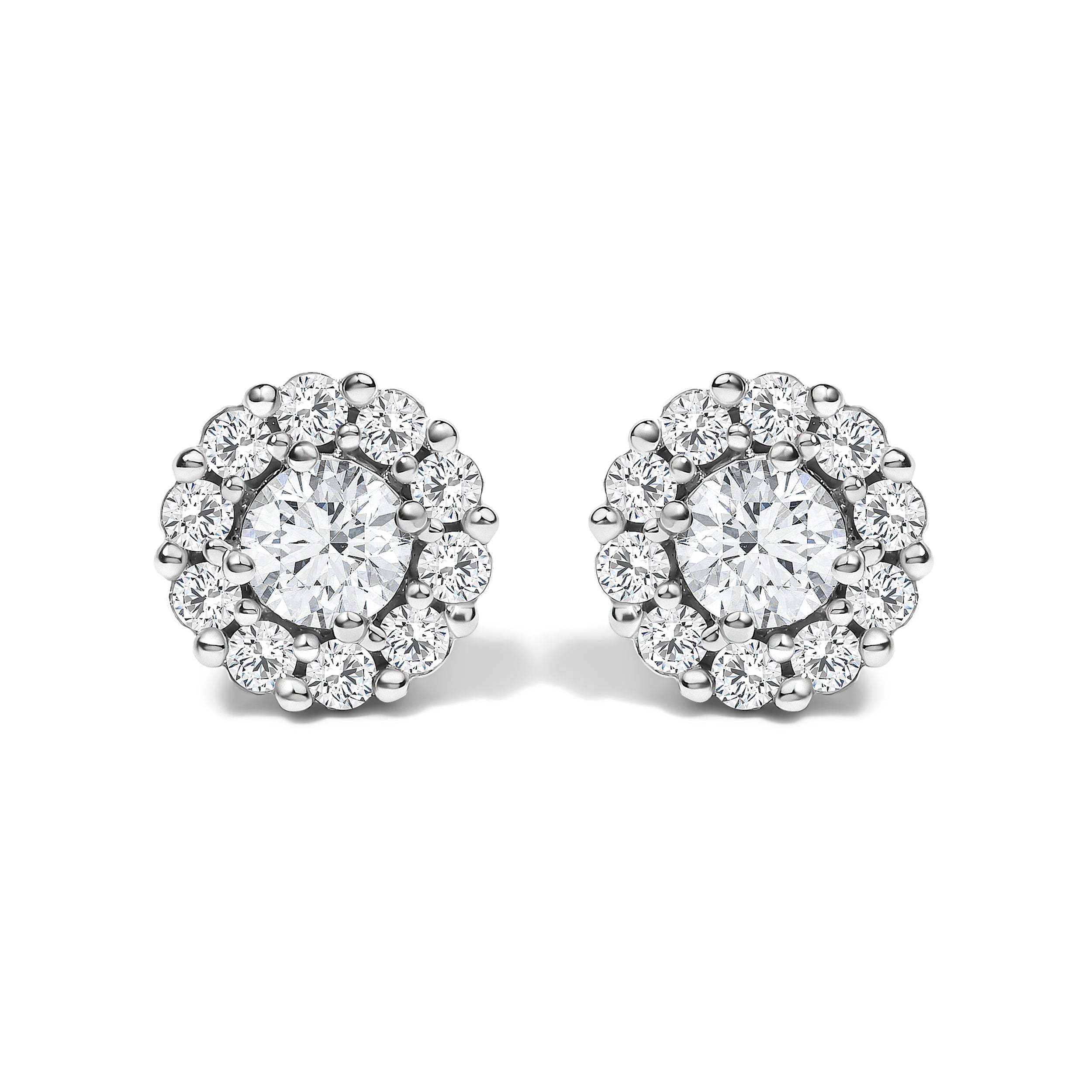 10K White Gold 1 1/2 Cttw Lab Grown Diamond Halo Stud Earrings
