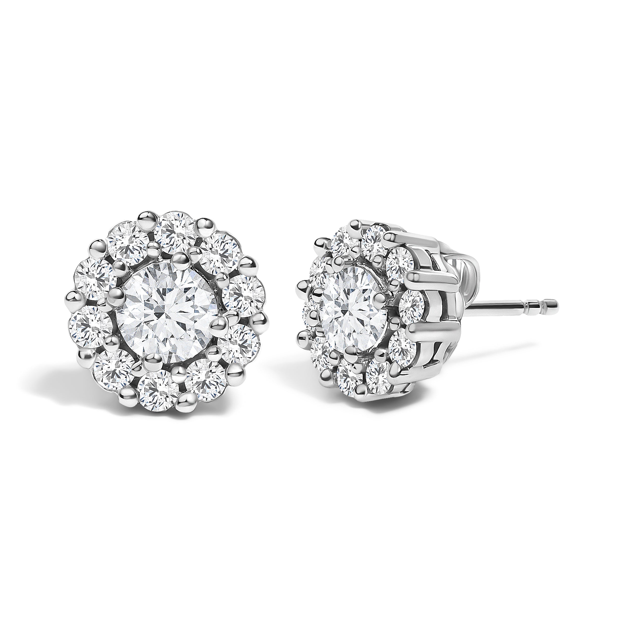 10K White Gold 1 1/2 Cttw Lab Grown Diamond Halo Stud Earrings