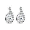 14K White Gold 5/8 Cttw Lab Grown Diamond Tear Drop Halo Stud Earring