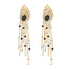 14K Yellow Gold 1.0 Cttw Diamond and Blue Sapphire Chandelier Earrings
