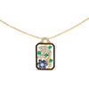 18K Yellow Gold 2 1/3 Cttw Diamond, Sapphire, and Emerald Dog Tag with Dolphin Silhouette Convertible 18" Pendant Necklace and Brooch (G-H Color, SI1-SI2 Clarity)