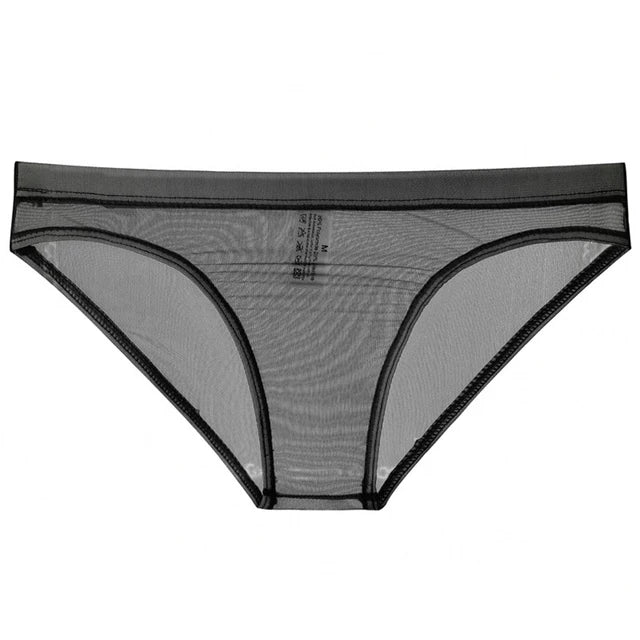 Men's Ice Silk Sexy Underwear Low Rise Briefs Seamless Breathable Mesh Panties See Through Lingerie Low Waist Soft Underwear