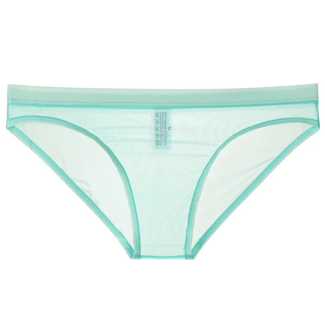 Men's Ice Silk Sexy Underwear Low Rise Briefs Seamless Breathable Mesh Panties See Through Lingerie Low Waist Soft Underwear