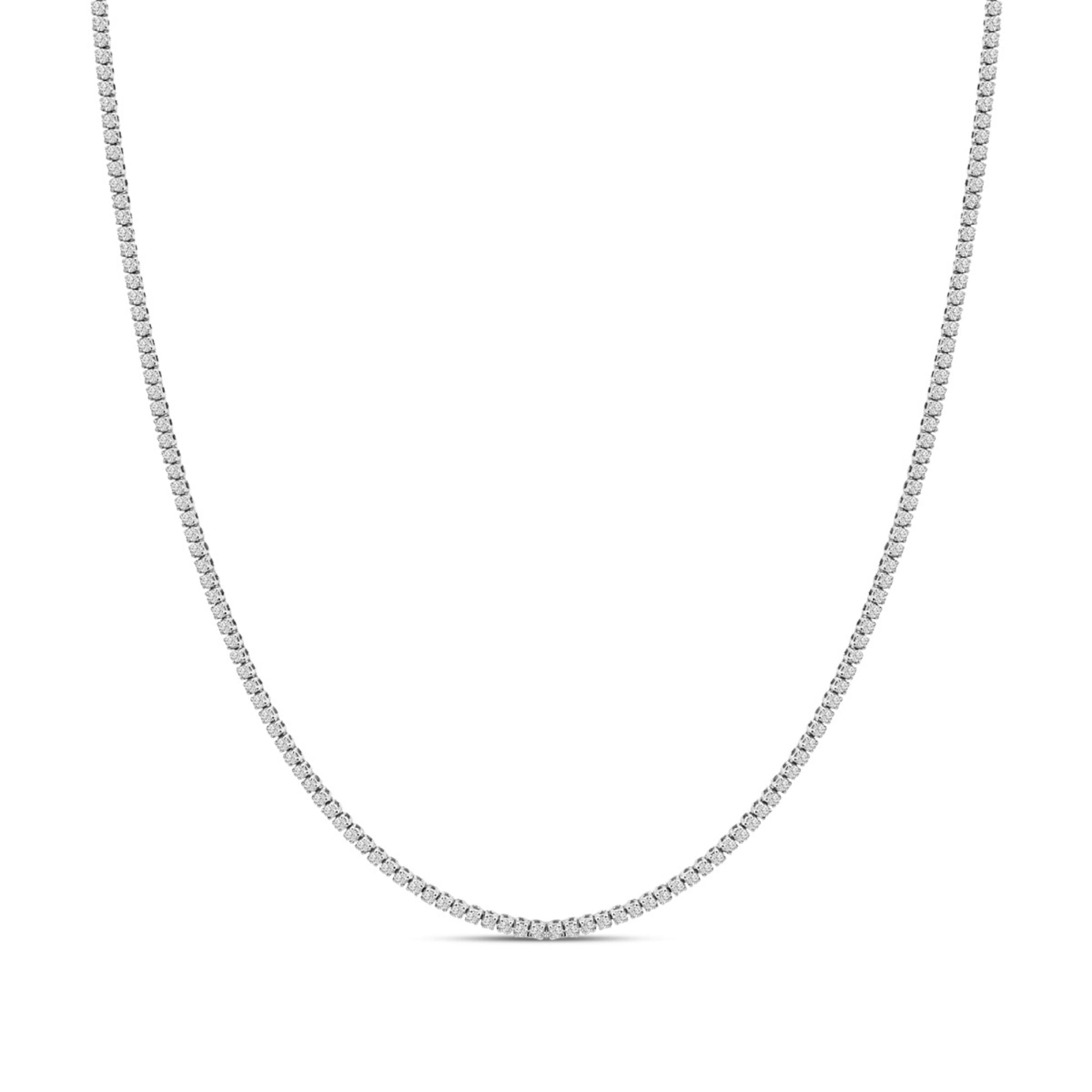 14K White Gold 3.0 Cttw Diamond Tennis Necklace