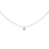 Sterling Silver Moonstone Bead Station Necklace with Diamond Accent