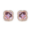 18K Rose Gold 3/8 Cttw Diamond and 11x11mm Clover-Cut Purple Amethyst Gemstone Clover Halo Stud Earrings (G-H Color, SI1-SI2 Clarity)