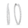 18K White Gold 3 5/8 Cttw Round Diamond Curved Inside-Outside Hoop Earrings (F-G Color, VS1-VS2 Clarity)