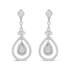 18K White Gold 1 1/4 Cttw Round Diamond Openwork Teardrop-Shaped Dangle Earrings (F-G Color, VS1-VS2 Clarity)