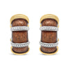 18K Yellow and White Gold Flash Plated .925 Sterling Silver Clear Brown Enamel 9/10 Cttw Round Diamonds Huggie Hoop Earrings (F-G Color, VS1-VS2 Clarity)