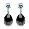 18K White Gold 1/5 Cttw Diamond with Pear Cut Sky Blue Topaz and Pear-Cut Black Onyx Gemstone Dangle Earring (G-H Color, SI1-SI2 Clarity)