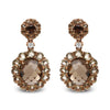18K Rose Gold Diamond Accent and  Lemon and Oval Smoky Color Quartz Gemstone Dangle Drop Earring (G-H Color, SI1-SI2 Clarity)