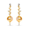 18K Yellow Gold 2/3 Cttw Round Bezel Diamond and 25mm Ball Shaped Yellow Citrine Gemstone Dangle Stud Earring (Brown and G-H Color, SI1-SI2 Clarity)