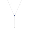 Sterling Silver Created Blue Sapphire and Diamond Accent Y Necklace