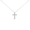14K White Gold 1/2 Cttw Lab Grown Diamond 11 Stone Cross Pendant Necklace