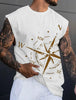 Men's Bottom Shirt Pattern Boat Rudder O Neck 3D Outdoor Street Sleeveless Printed Clothing Athletic Casual Big & Tall Tank Top