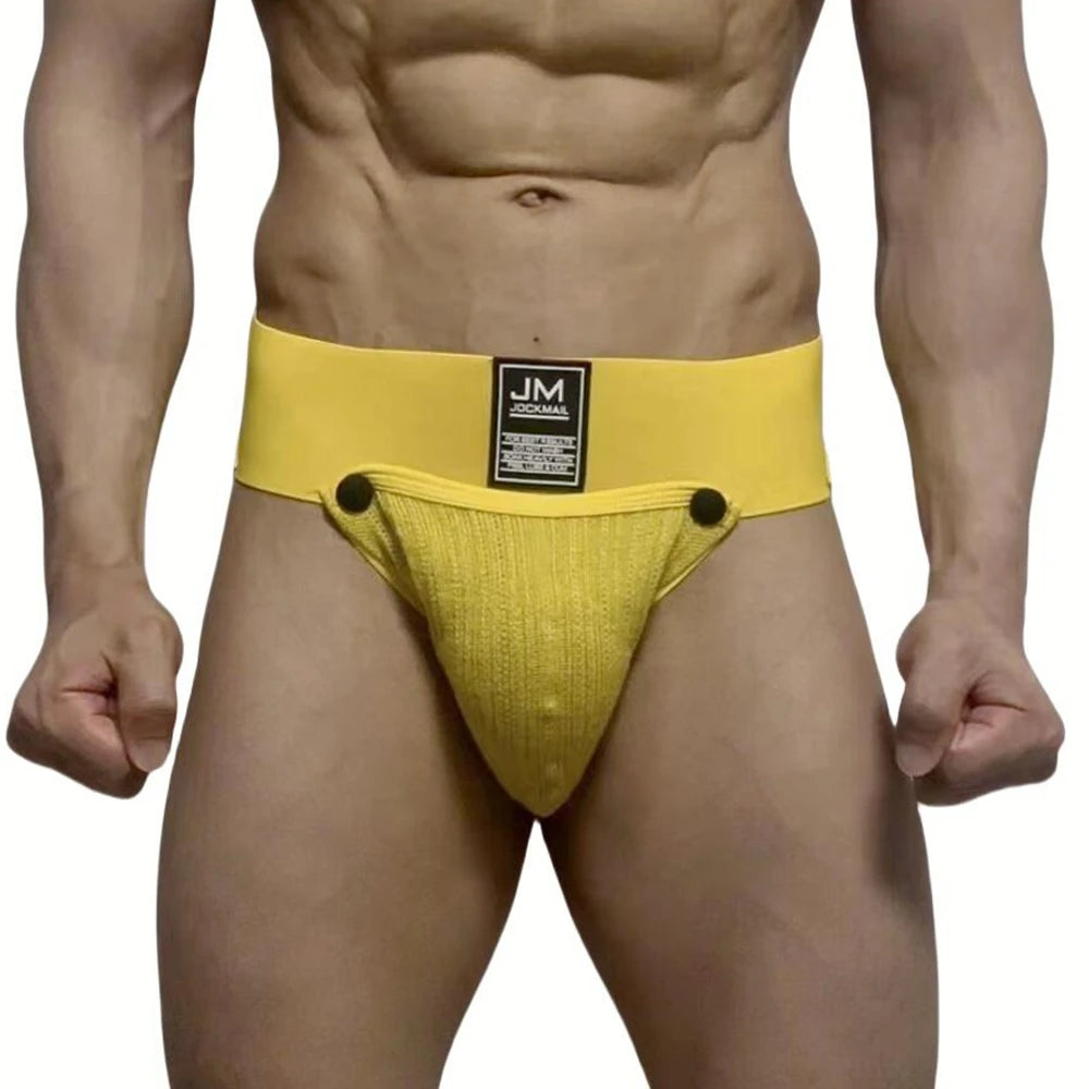 Athletic Supporters Work Out  Men's Underwear Sexy Jockstrap with Woollen Removable Codpiece Big Bulge Pouch Panties Underpants