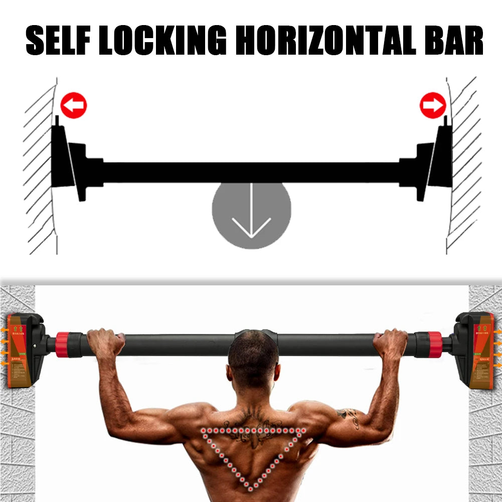 Strength Training Pull-up Bars with Level Gauge 69-92cm Adjustable Width 200kg Max Load Capacity Chin Up Bar For Doorway