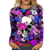 2024 New Women Halloween Crow Printed Casual Sweatshirt Round Neck Casual Basic Loose Fashion Women Designer Style