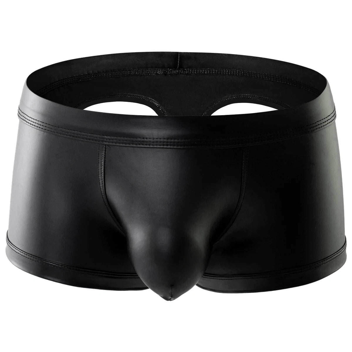 CLEVER-MENMODE Men's Boxers Faux Leather Underwear Wet Look Sexy Panties Open Butt G String Underpants Buttocks Boxershorts Club