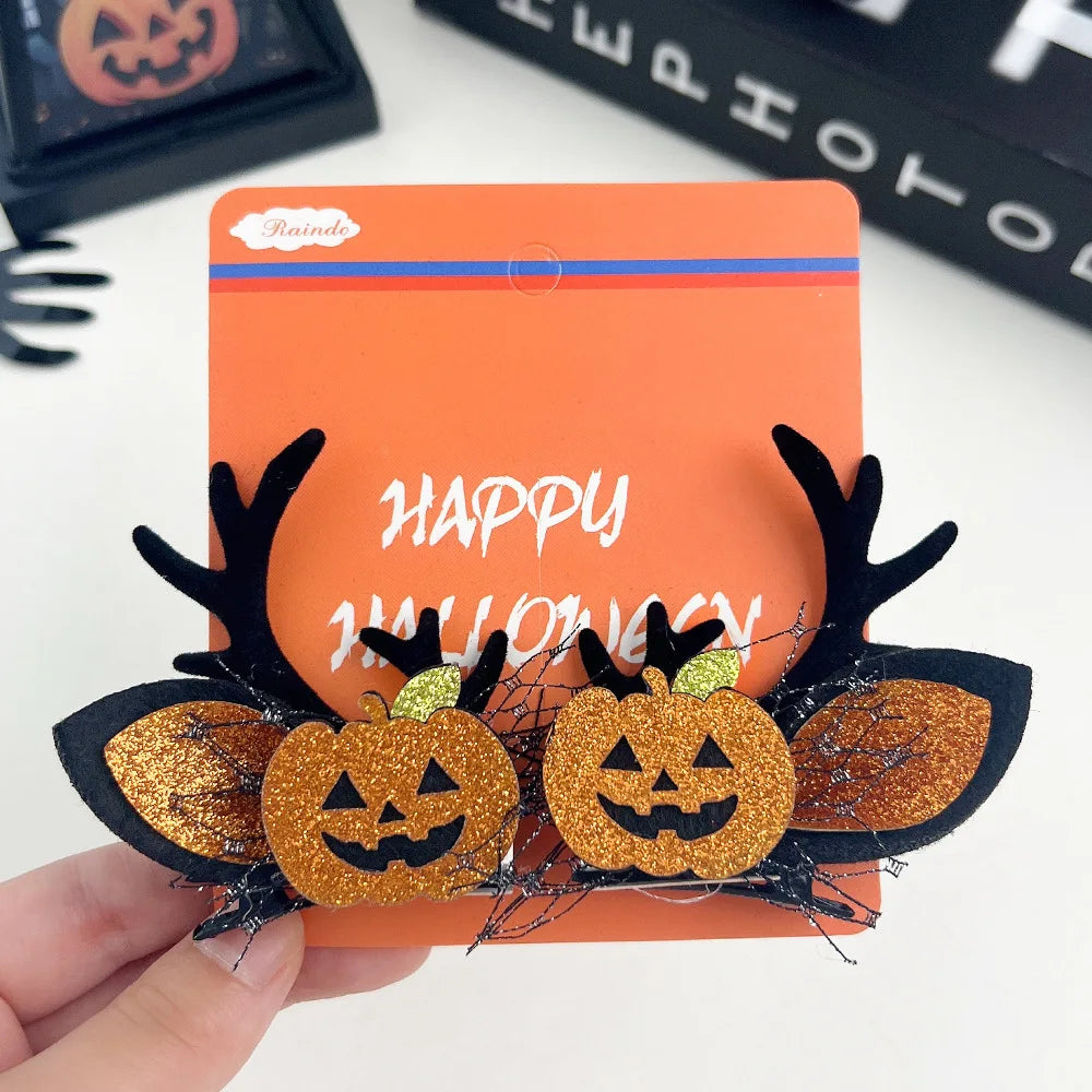 European Style Halloween Hair Clips Creative Pumpkin Ghost Bat Barrettes Themed Party Accessories Unisex