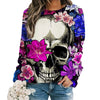 2024 New Women Halloween Crow Printed Casual Sweatshirt Round Neck Casual Basic Loose Fashion Women Designer Style