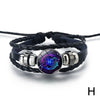 12 Constellation Gem Leather Bracelet Men Women Glass Bracele Couple Leather Multilayer Weave Birthday Gift Bangle Gem