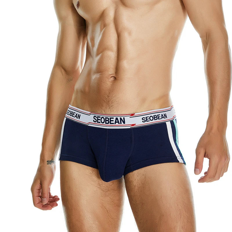 SEOBEAN Brand Men's Boxers Briefs Breathable Cotton Underwear Men Underpants Boxer Shorts U convex Bag 2023 New Boxer For Man