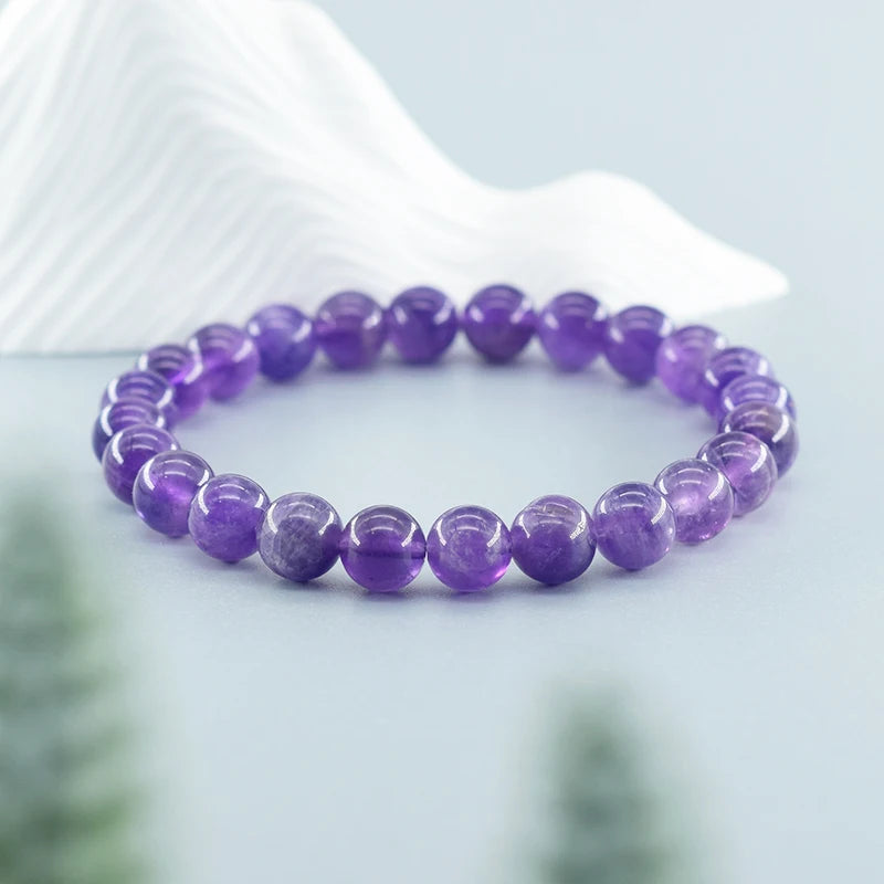 Amethust Bracelet Made of Real Natural Stone Beads Body-Purifying Geniune Amethyst Natural Crystal Bracelet for Women Pulsera