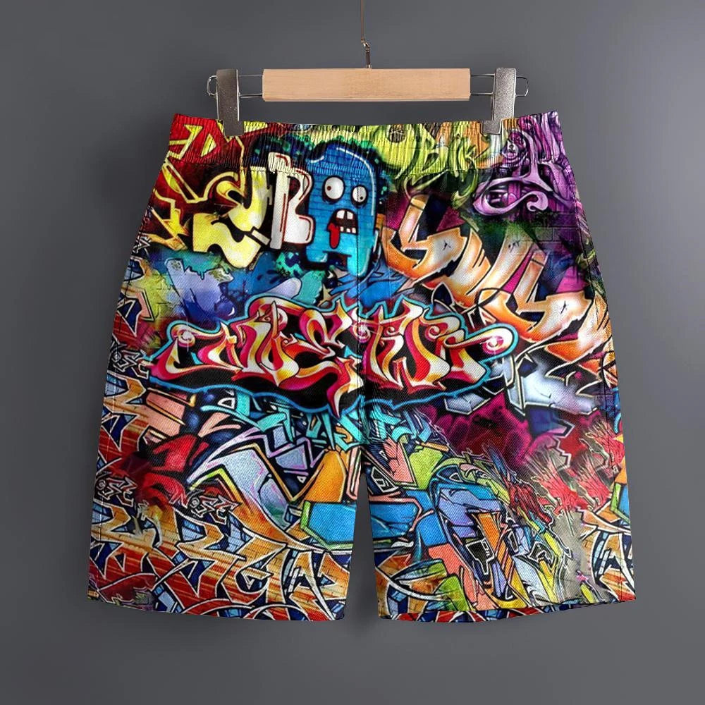Men's Hawaiian 3D Comic Cartoon Pattern Beach Shorts Quick Dry Outdoor Leisure Sports Shorts Fashion Men's Shorts