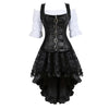 Steampunk Gothic Corset Dress Vintage Faux Leather Corset Renaissance Blouse Asymmetrical Floral Skirt Cosplay Pirate Costumes