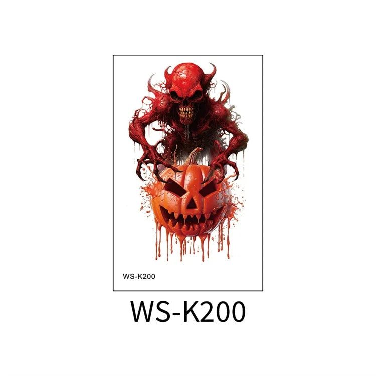 Halloween Big Scars 3D Tattoo Temporary Bloody Marks Skull Disposable Party Makeup Horrible Body Art Festival Sticker Waterproof