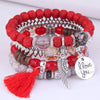 DIEZI Bohemian Multicolor Pink Crystal Beads Bracelets Women Girls Elastic Tassel Wing Letters Rope Bracelet Pulseira Feminina