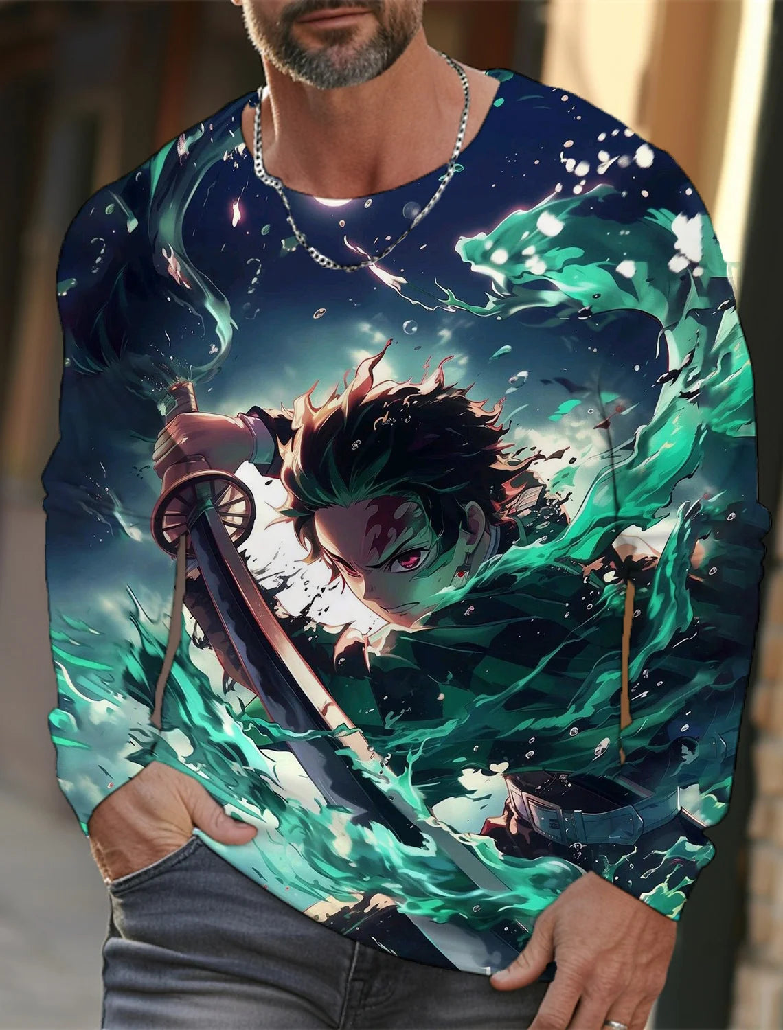 Men's long-sleeved T-shirt 3D printing anime printing men's long-sleeved T-shirt autumn tops HD pattern printing T-shirt