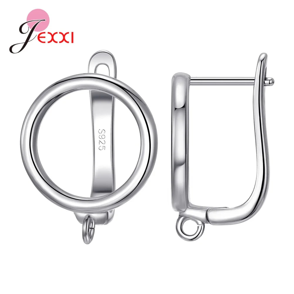Fashion DIY Cubic Zirconia Earrings Hook Rhinestone 925 Sterling Silver Earring Findings For Handmade Jewelry Accessories
