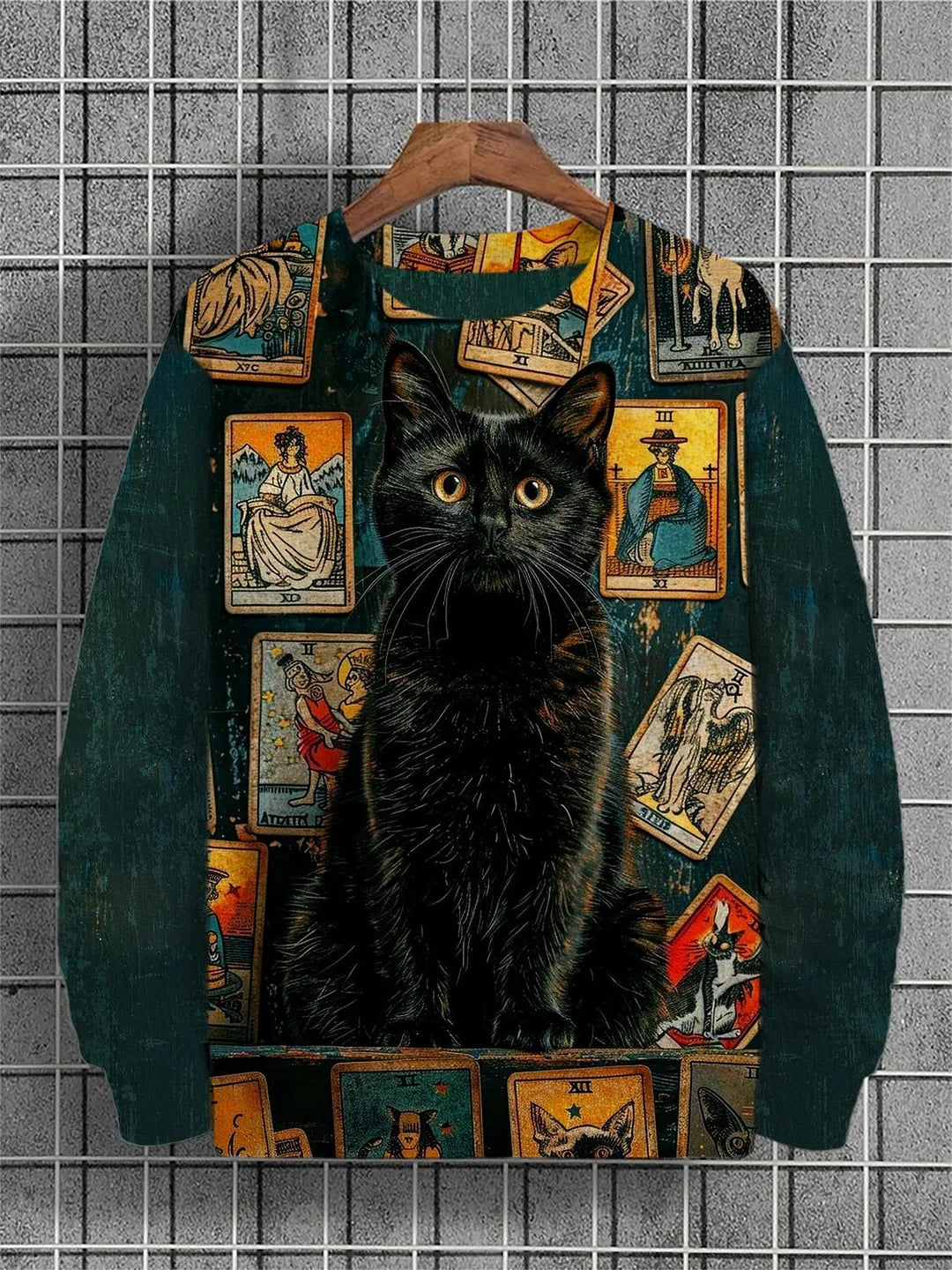 Men's Winter Skiing Animal Kitten Printed Casual Sweatshirt Fashion Round Neck Pullover Sweatshirt Polyester Fabric 2025 New