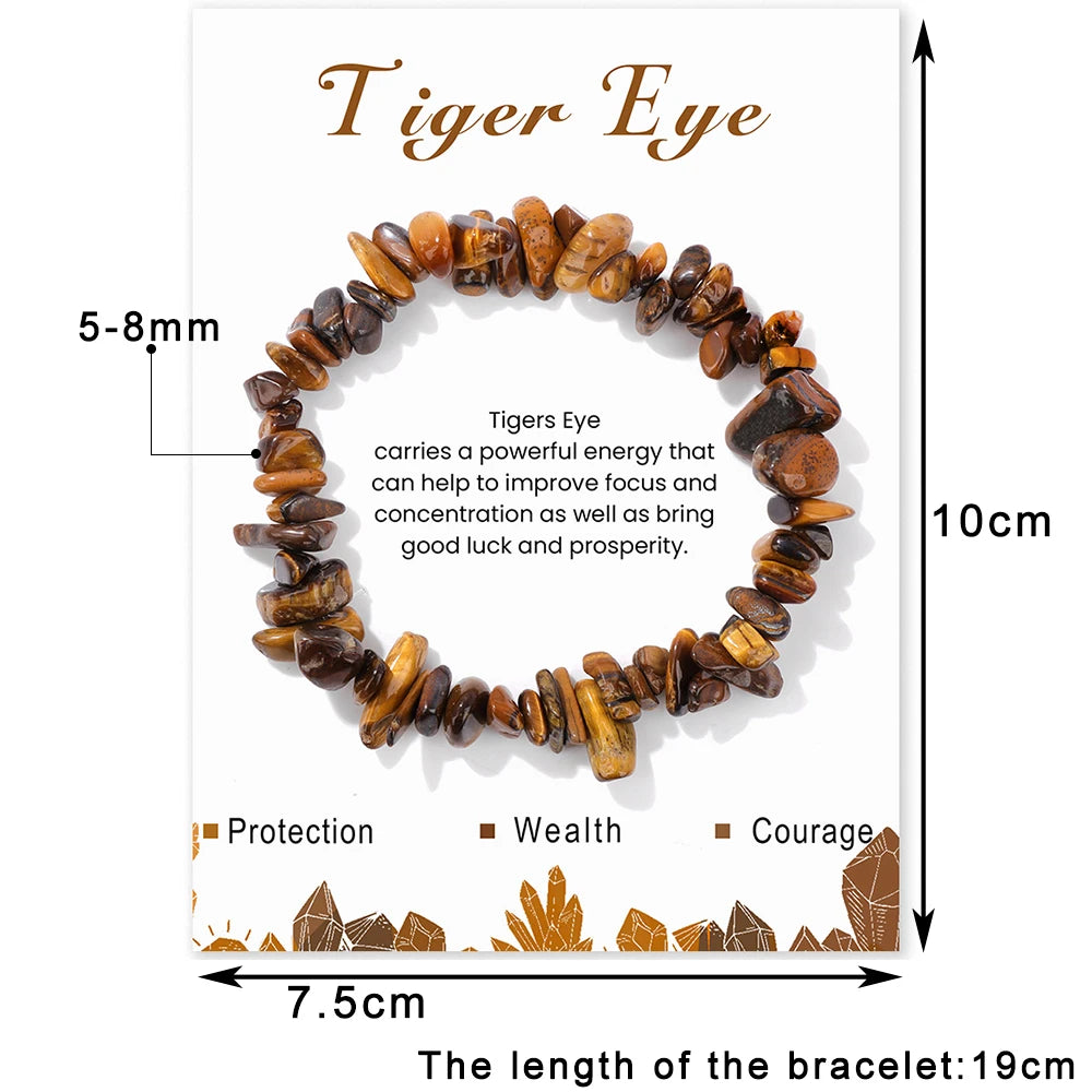 Irregular Chip Gravel Stone Bracelet With Card Fashion Natural Agates Carnelian Amazonite Gem Stone Stretch Bangle Jewelry Gift