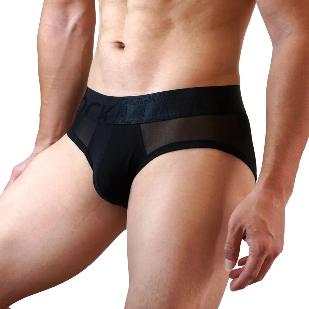 Breathable Mens Slip Bikini Jockstrap Briefs  Mens Panties Sexy Transparent Mesh Ice Silk Gay Men Underwear Sissy Men Underpants
