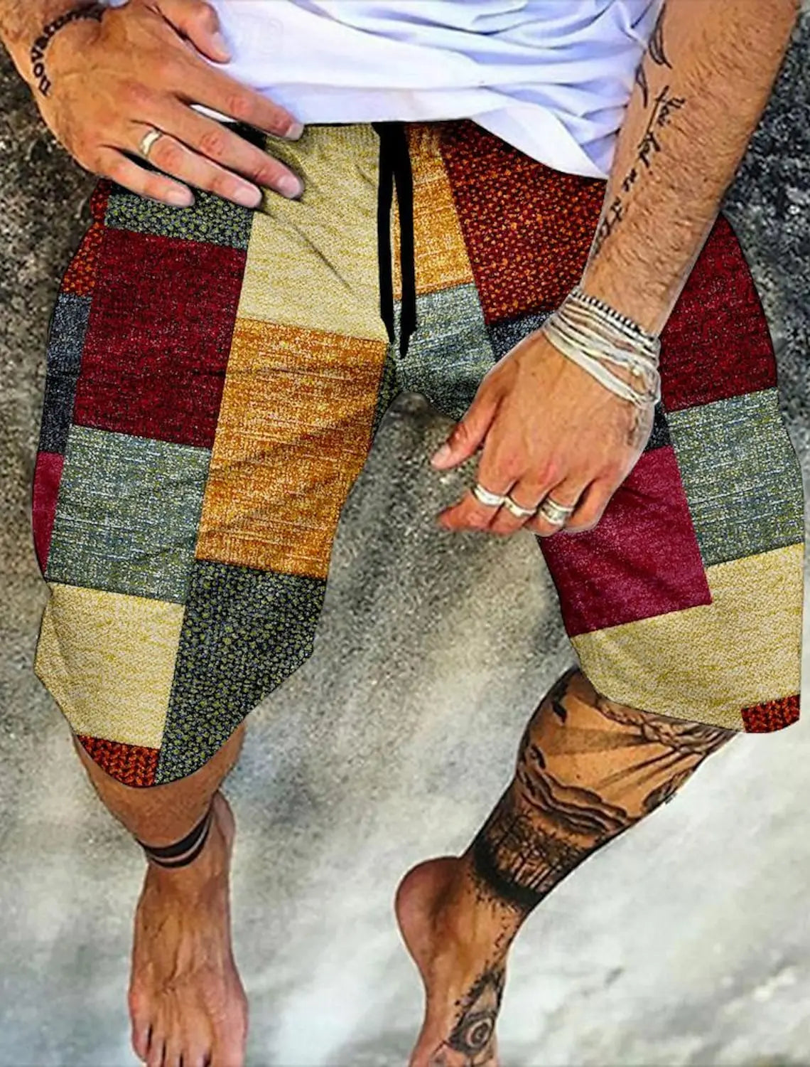 Men's Retro Swim Trunks 3D Ethnic Style Printed Beach Shorts Quick Dry Outdoor Leisure Sports Shorts Swimwear Men's Shorts