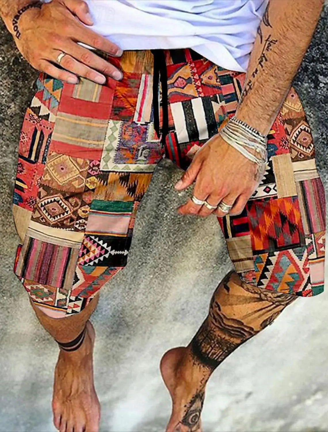 Men's Retro Swim Trunks 3D Ethnic Style Printed Beach Shorts Quick Dry Outdoor Leisure Sports Shorts Swimwear Men's Shorts