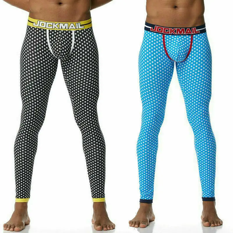 Men's Thermo Underwear Fashion Men Thermal Long Johns Mens Underwear Cotton Striped Print Warm Male Leggings Pants Autumn Winter