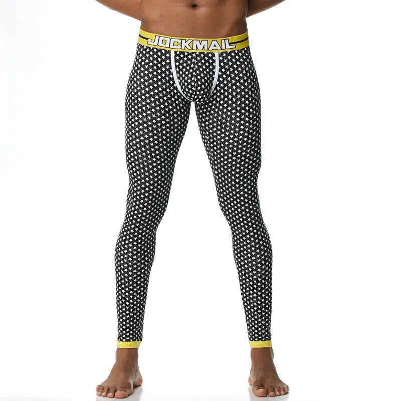 Men's Thermo Underwear Fashion Men Thermal Long Johns Mens Underwear Cotton Striped Print Warm Male Leggings Pants Autumn Winter