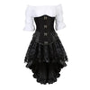Steampunk Gothic Corset Dress Vintage Faux Leather Corset Renaissance Blouse Asymmetrical Floral Skirt Cosplay Pirate Costumes